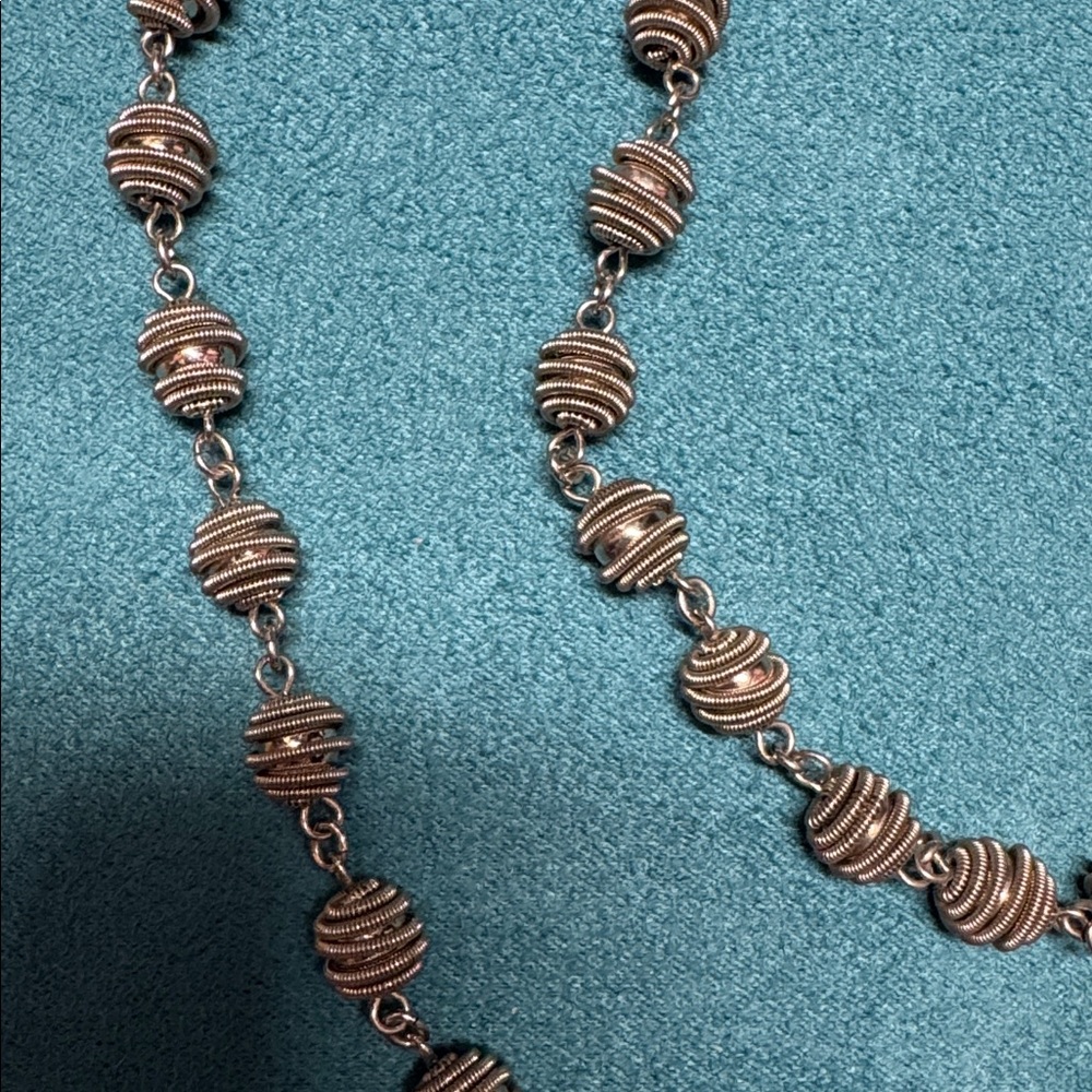 Layered Silver Beaded Necklace
